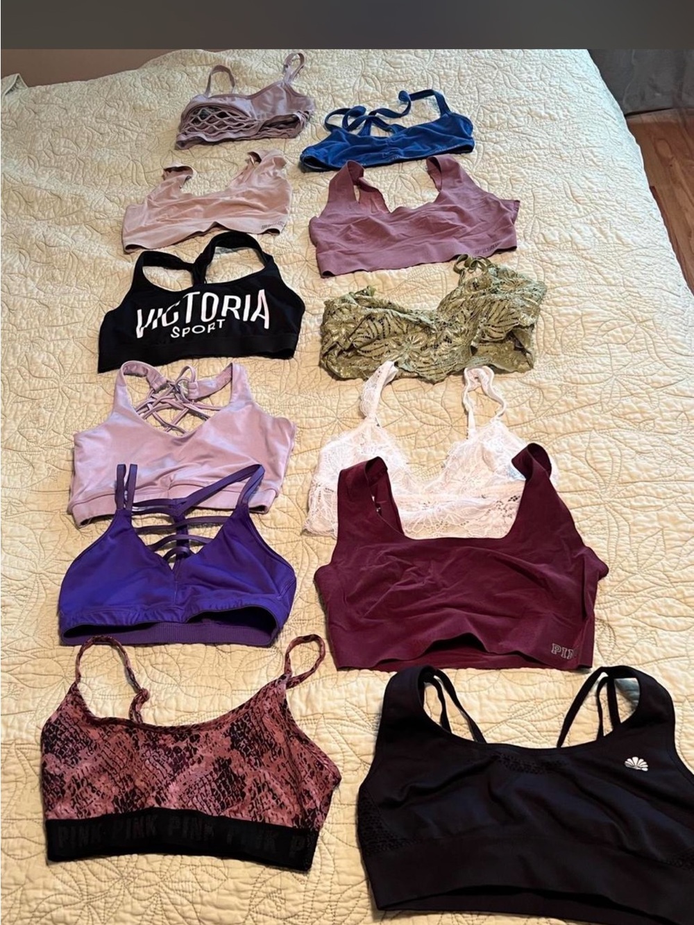 Sports bra 12 piece bundle Y2K Gilly Hicks, Pink, Victoria Sport lace + straps